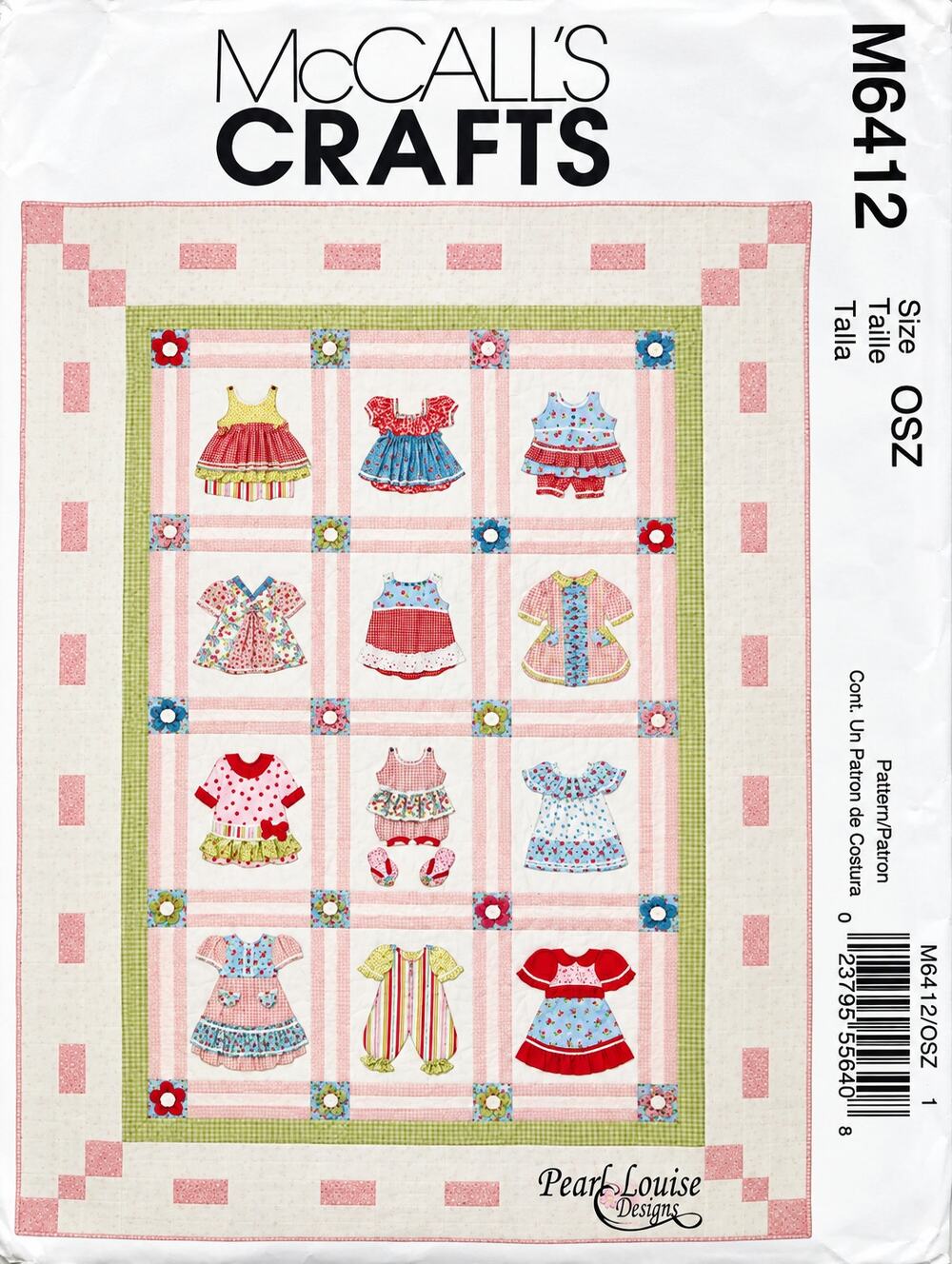 McCall's 6412 Crafts Baby Clothes Applique Quilt Pattern 59x83" Uncut